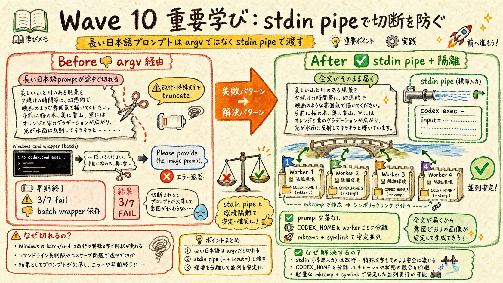 Wave 10 Codex stdin pipe vs argv truncation root cause